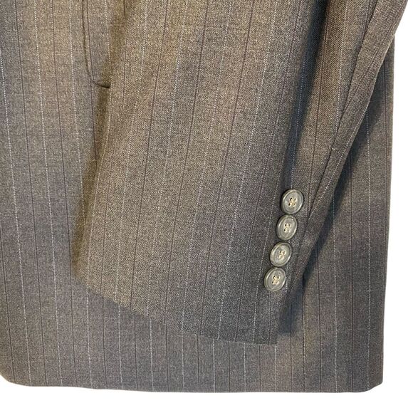Tasso Elba Macy's Men's Suit 40R Pants 34 Heather Gray Purple Stripe Wool New - Picture 8 of 16